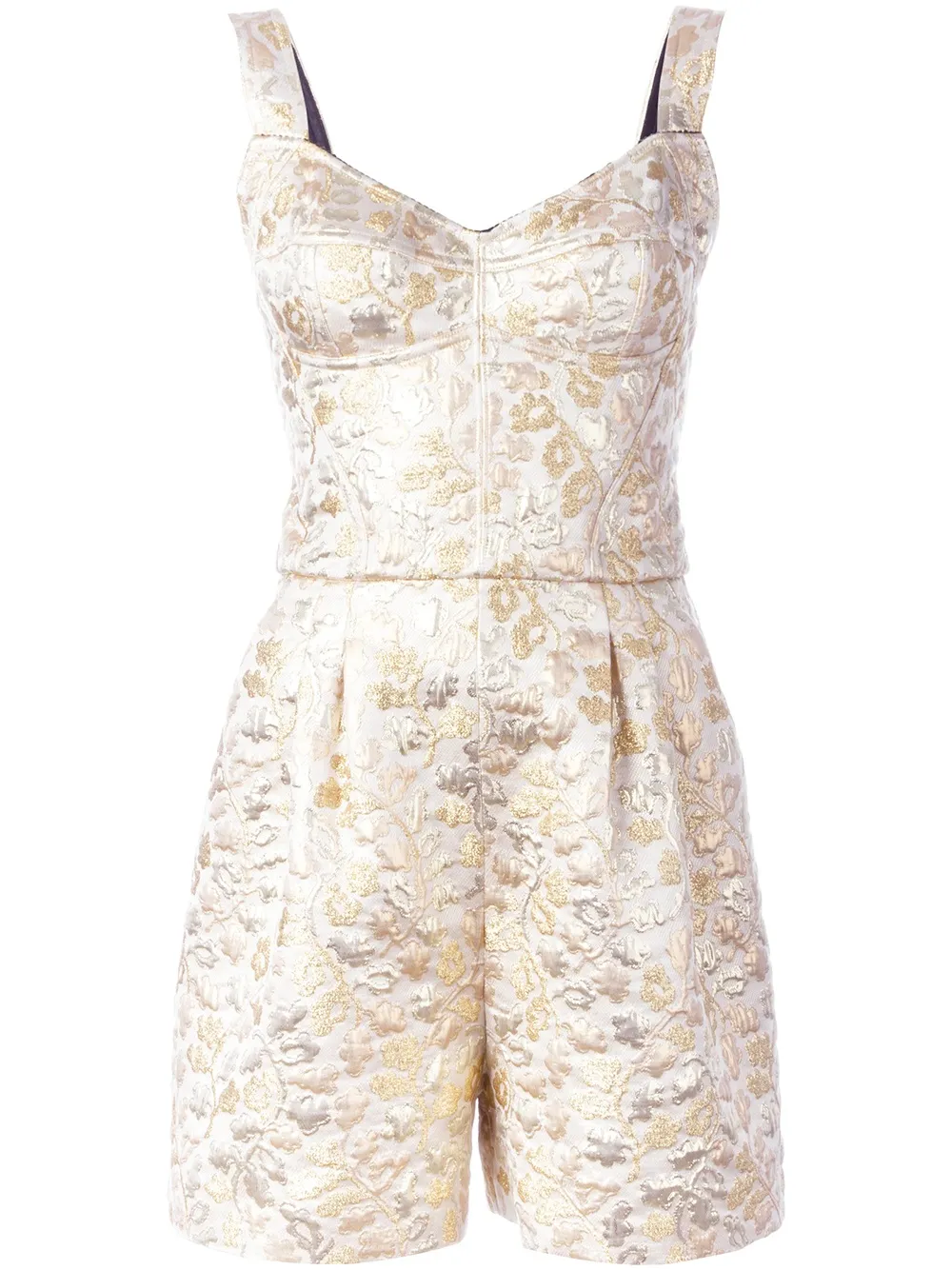 Dolce & Gabbana Brocade Playsuit In Gold
