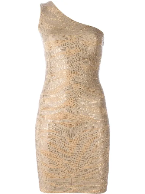 Balmain zebra glitter one shoulder dress