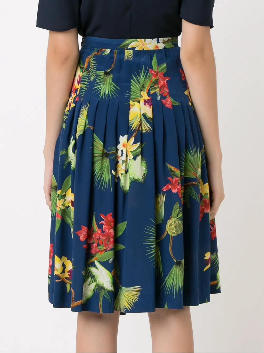 midi pleated floral skirt