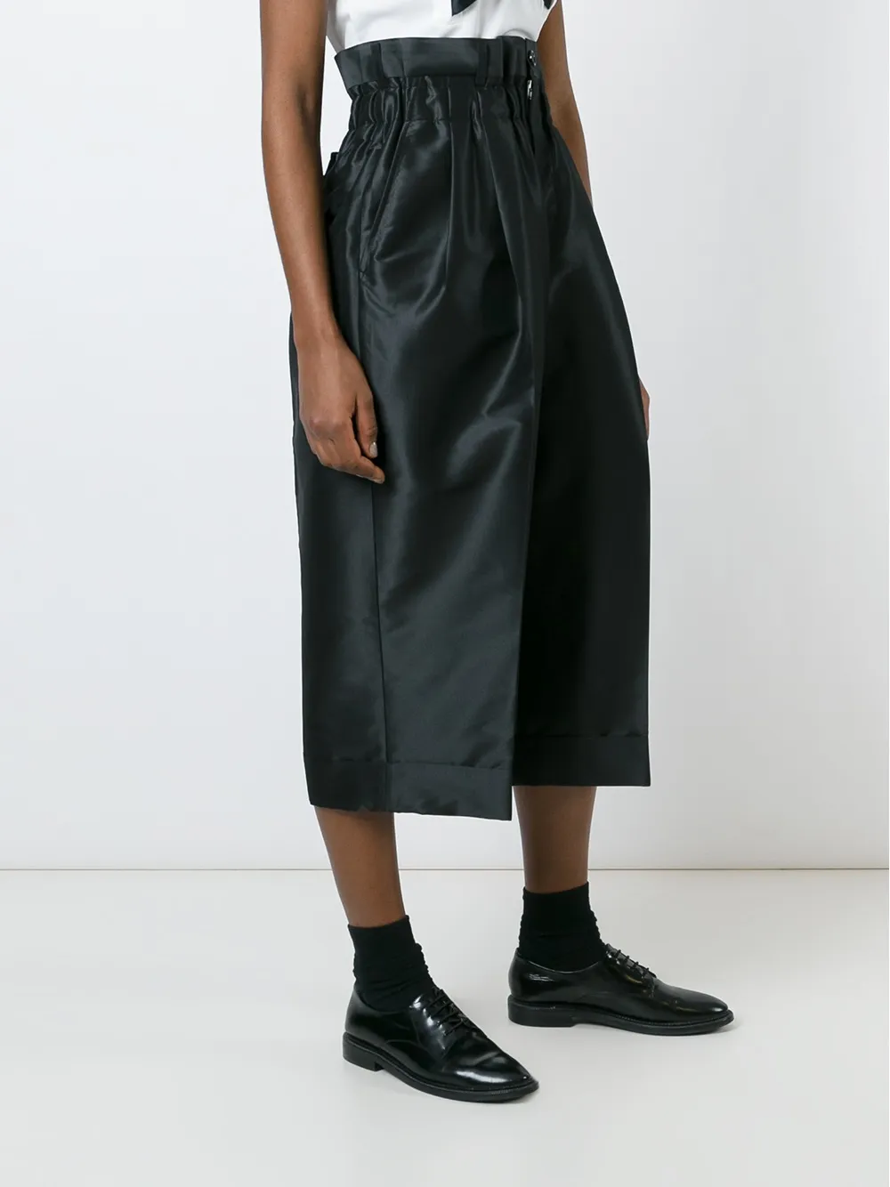  Comme Des Garçons Cropped Pleated Trousers - Black 