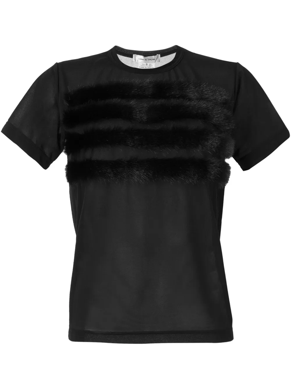 Comme Des Garçons appliqué fur T-shirt - Nero