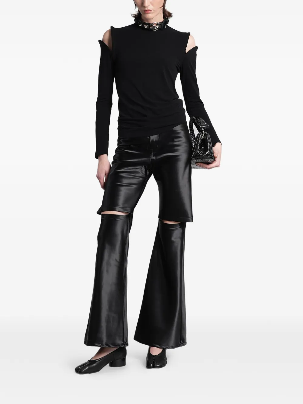  Junya Watanabe Cropped Hose Mit Eingeprägtem Muster   Schwarz 