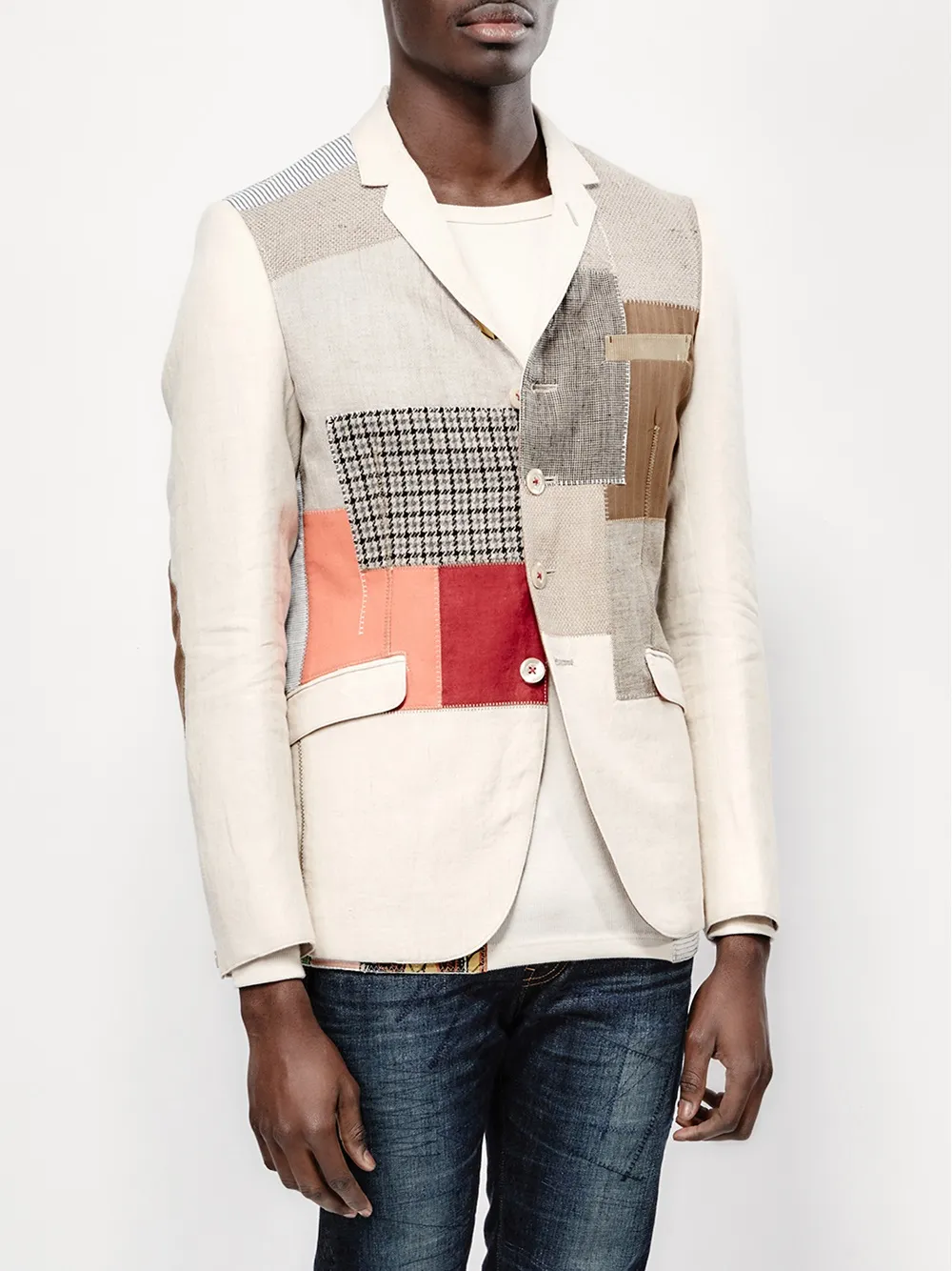  Junya Watanabe Man Sakko Mit Patchwork Design   Nude 