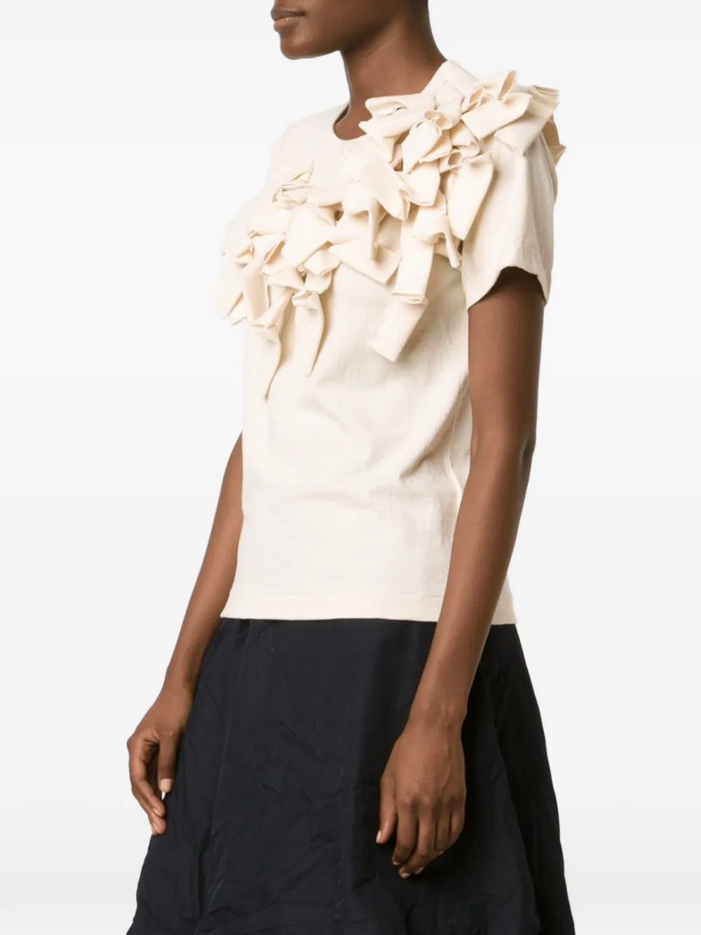  Comme Des Garçons Ruffle Appliqué T-shirt - Neutrals 
