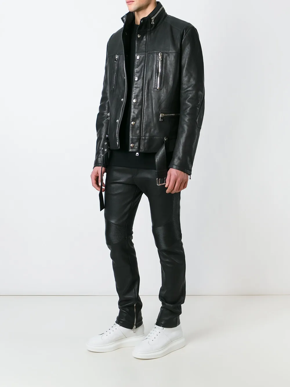 Balmain belted waist jacket Zwart