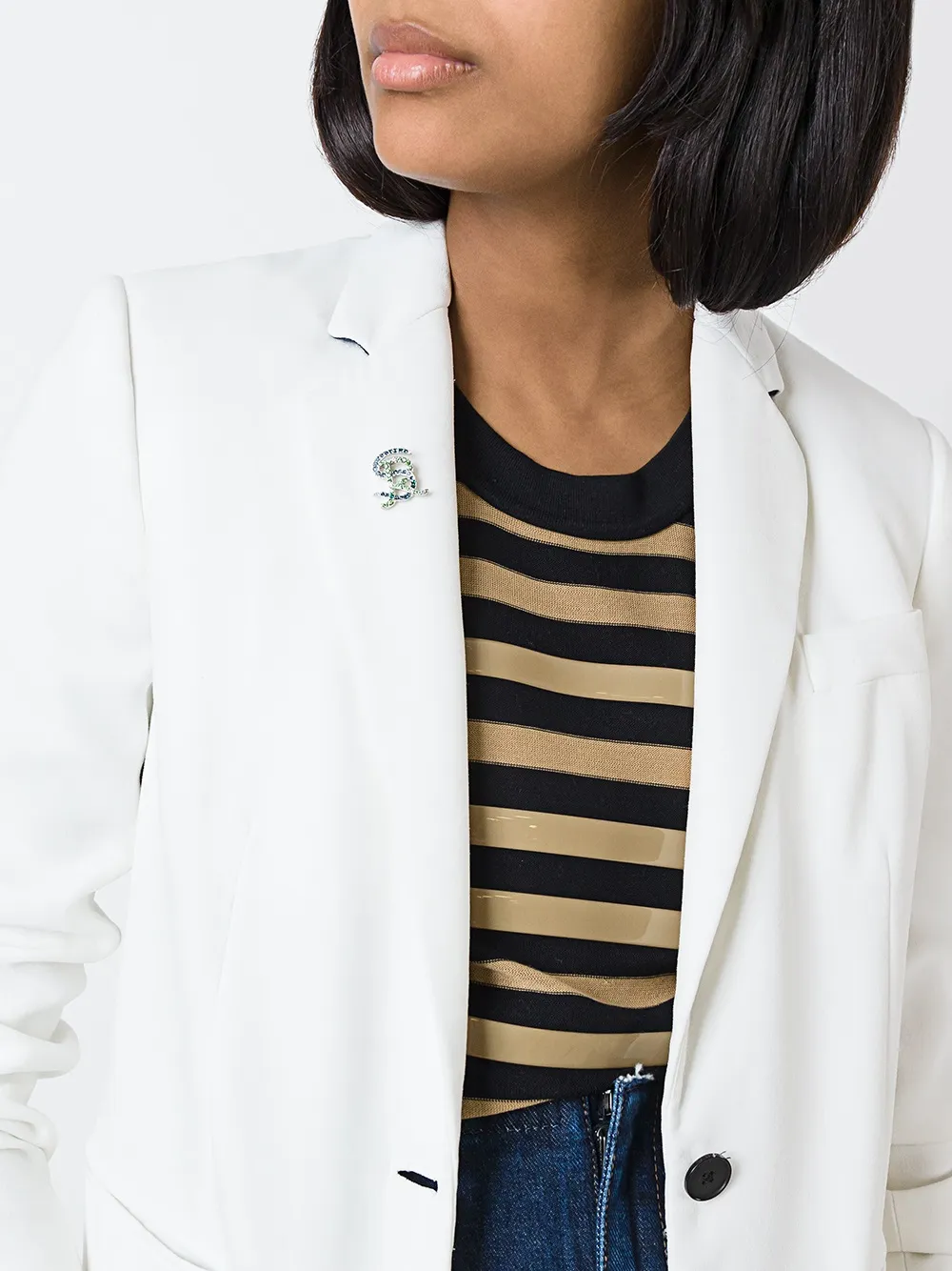 Sonia Rykiel embellished logo pin - Groen