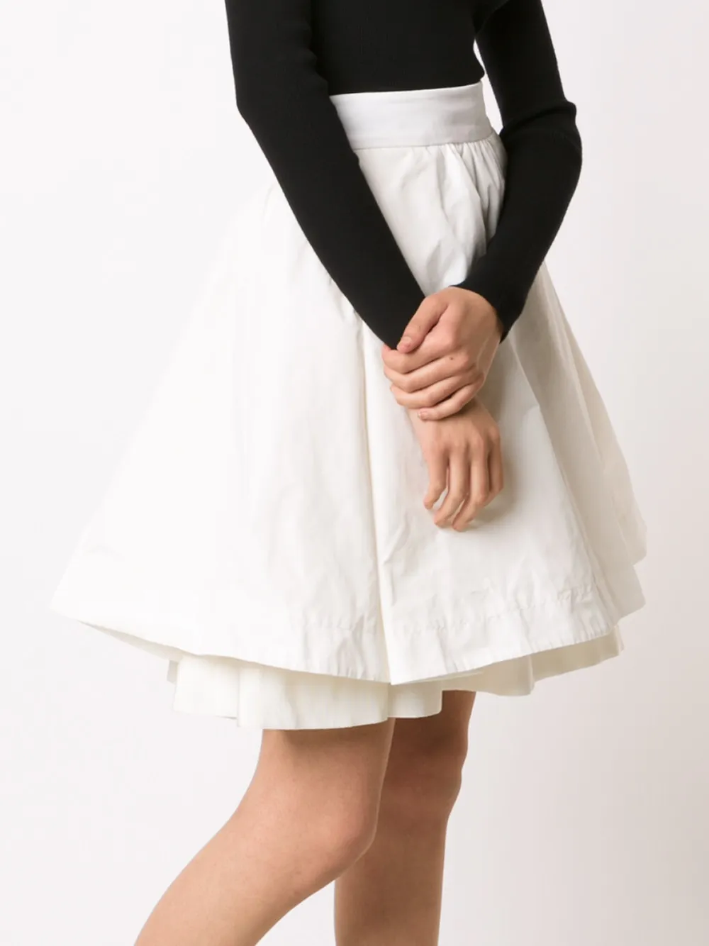 Moncler Layered A-line Skirt in White, view 3