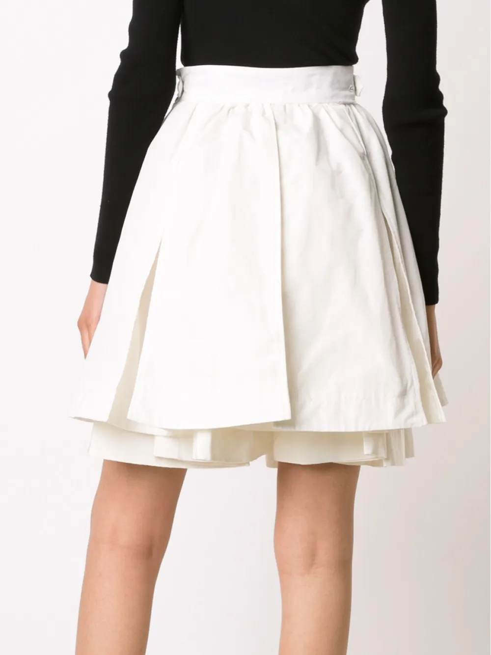Moncler Layered A-line Skirt in White, view 4