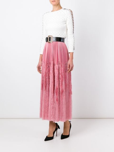 Alexander McQueen Pleated Lace Panel Skirt - Farfetch