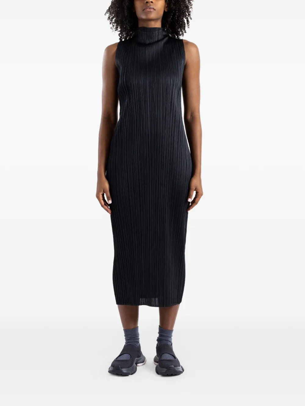 Pleats Please Issey Miyake pleated sheath dress - Nero