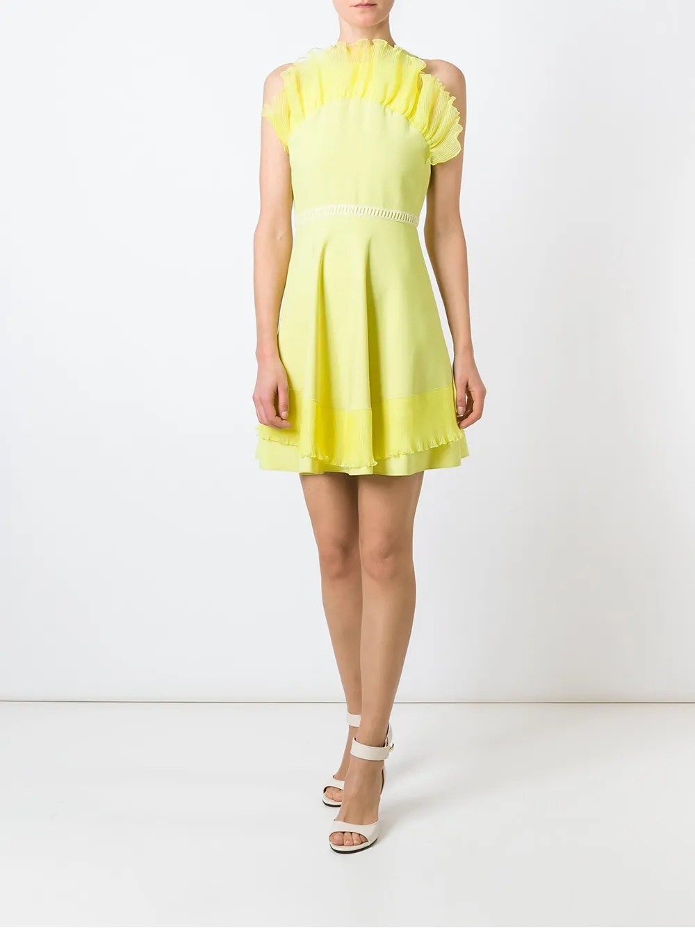 Giamba ruffled cady mini dress - Geel