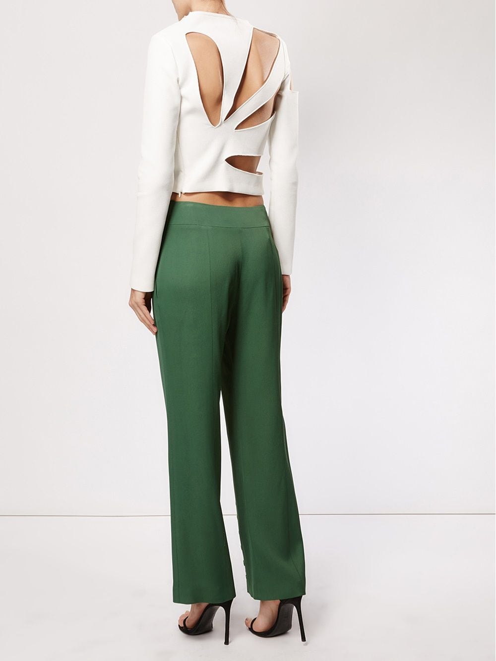 Shop Rosie Assoulin Studded Wide Leg Trousers In Green