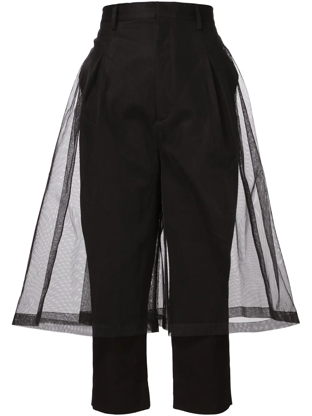Tulle Overlay Cropped Trousers