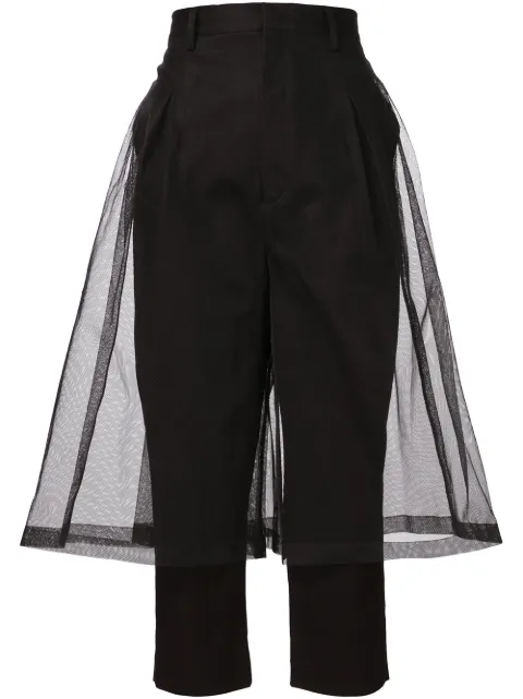 Noir Kei Ninomiya tulle overlay cropped trousers