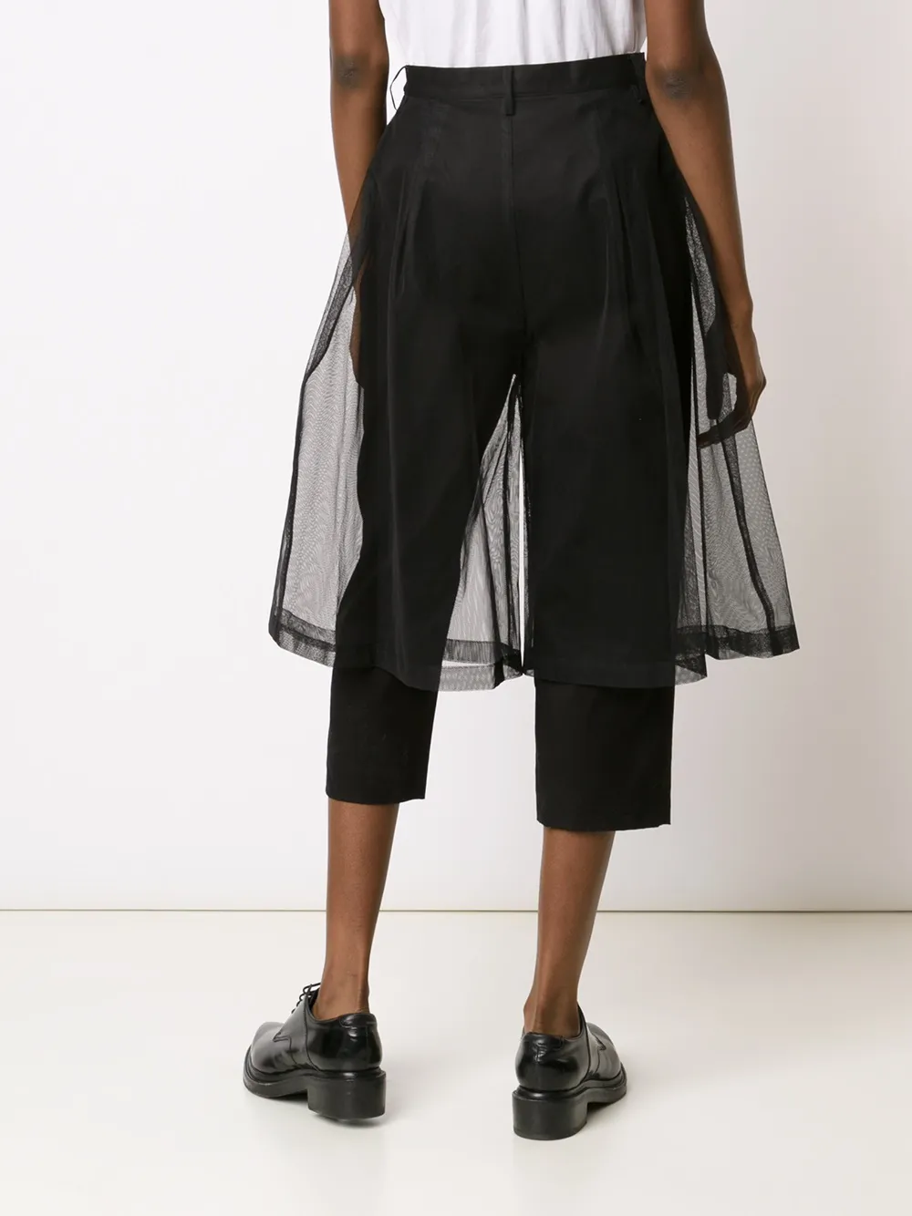 Tulle Overlay Cropped Trousers