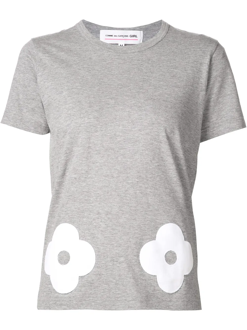 Comme Des Garçons Girl flower appliqué T-shirt - Grigio