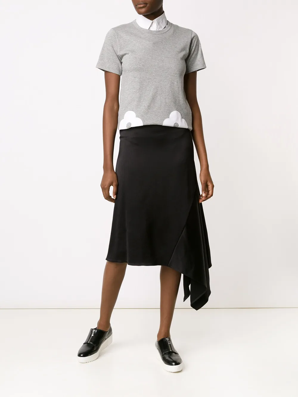  Comme Des Garçons Girl T Shirt Mit Blumen Patches   Grau 