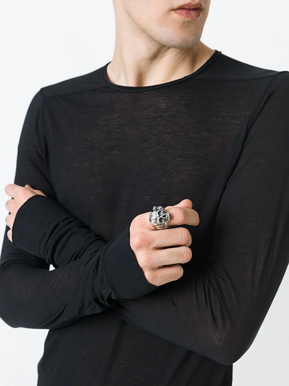 Maison Recuerdo skull rose ring - Metallic