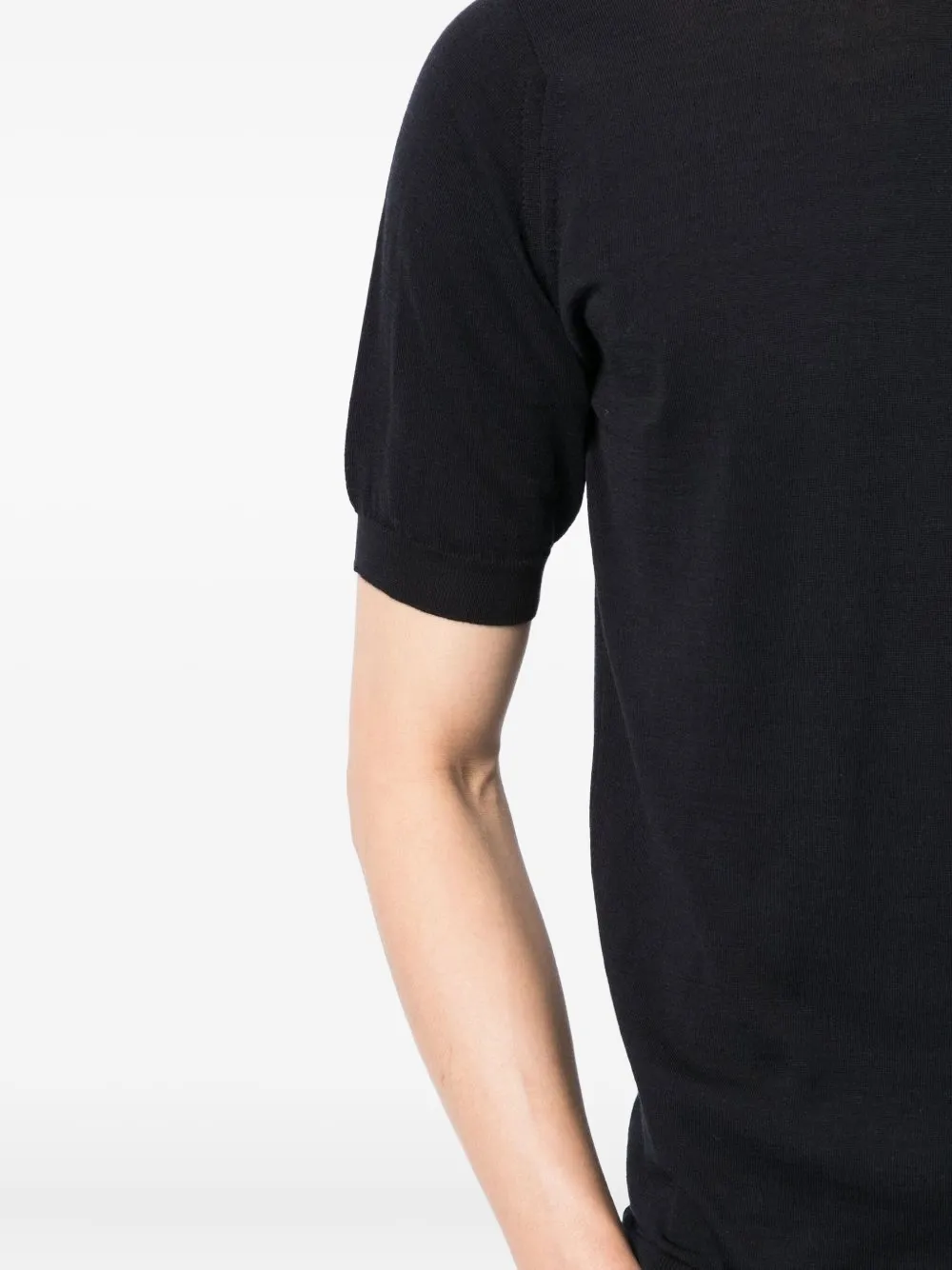 John Smedley fijn gebreide top met korte mouwen Blauw