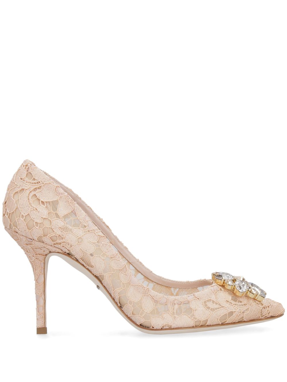 Dolce & Gabbana Rainbow Lace 90mm brooch-detail pumps - Neutrals