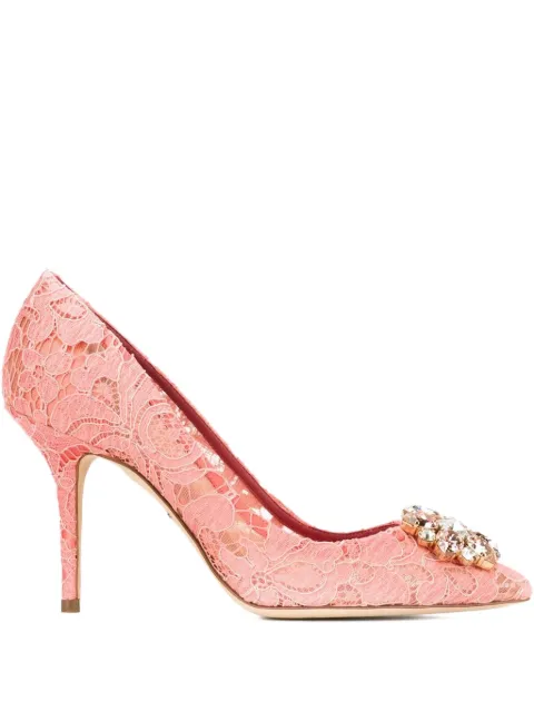Dolce & Gabbana 90mm Lace Rainbow brooch-detail pumps