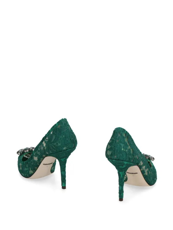Dolce Gabbana Rainbow Lace 90mm brooch-detail Pumps Green FARFETCH ID