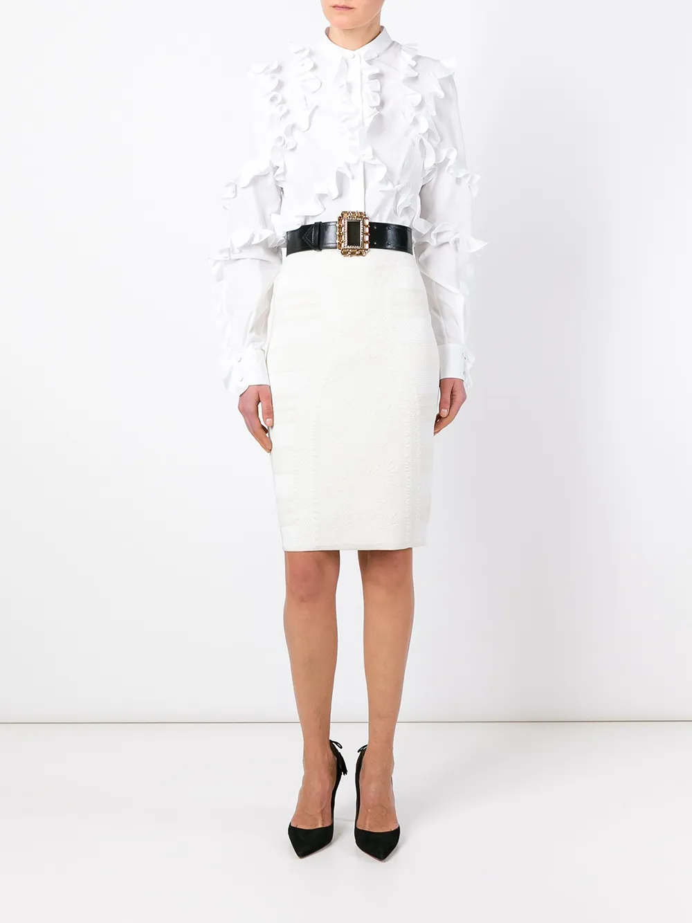 Alexander McQueen textured knit pencil skirt Beige