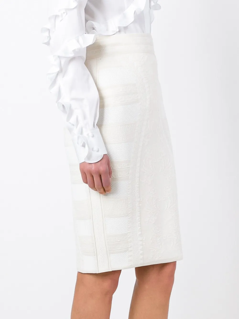 Alexander McQueen textured knit pencil skirt Beige