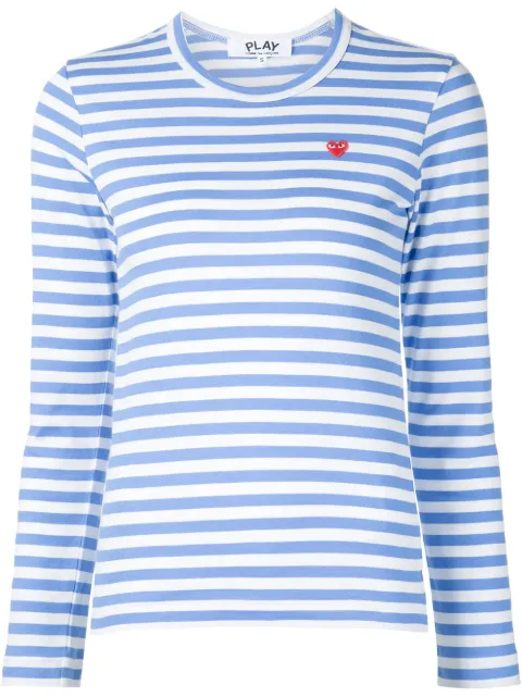Comme Des Garçons Play heart logo striped T-shirt