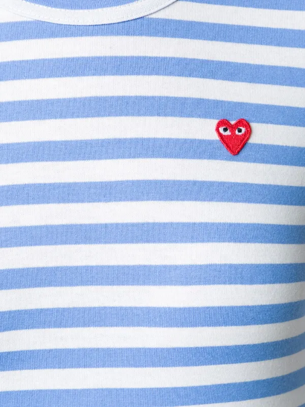comme des garçons play blue & white striped heart shirt