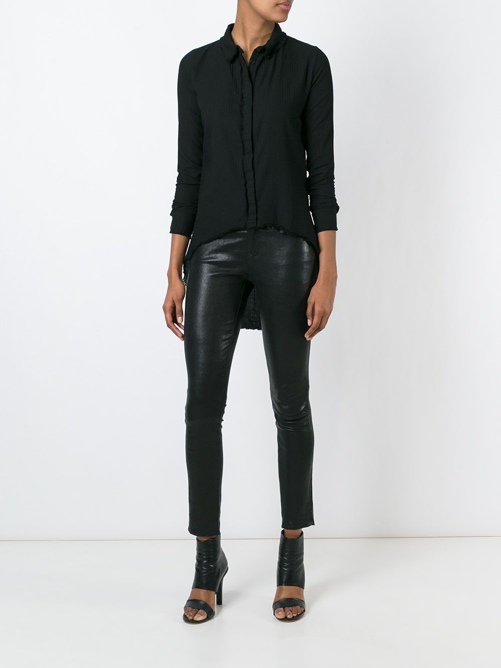 Thom Krom raw edge asymmetric shirt - Zwart