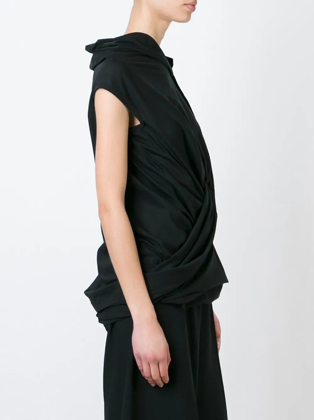  Junya Watanabe Draped Asymmetric T-shirt - Black 