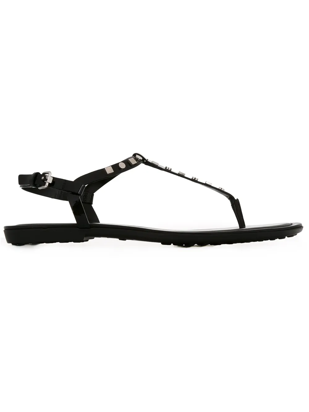 Tod's Studded Flat Sandals In Black