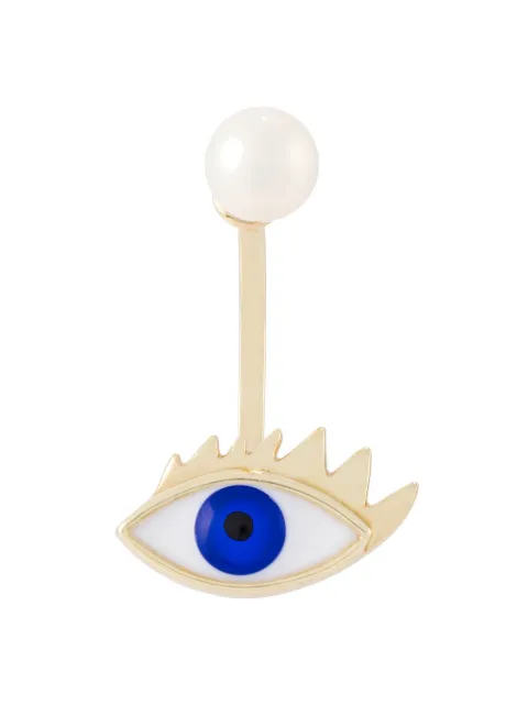 Delfina Delettrez boucle d'oreille "Eye piercing" en or 9ct, perle et émail