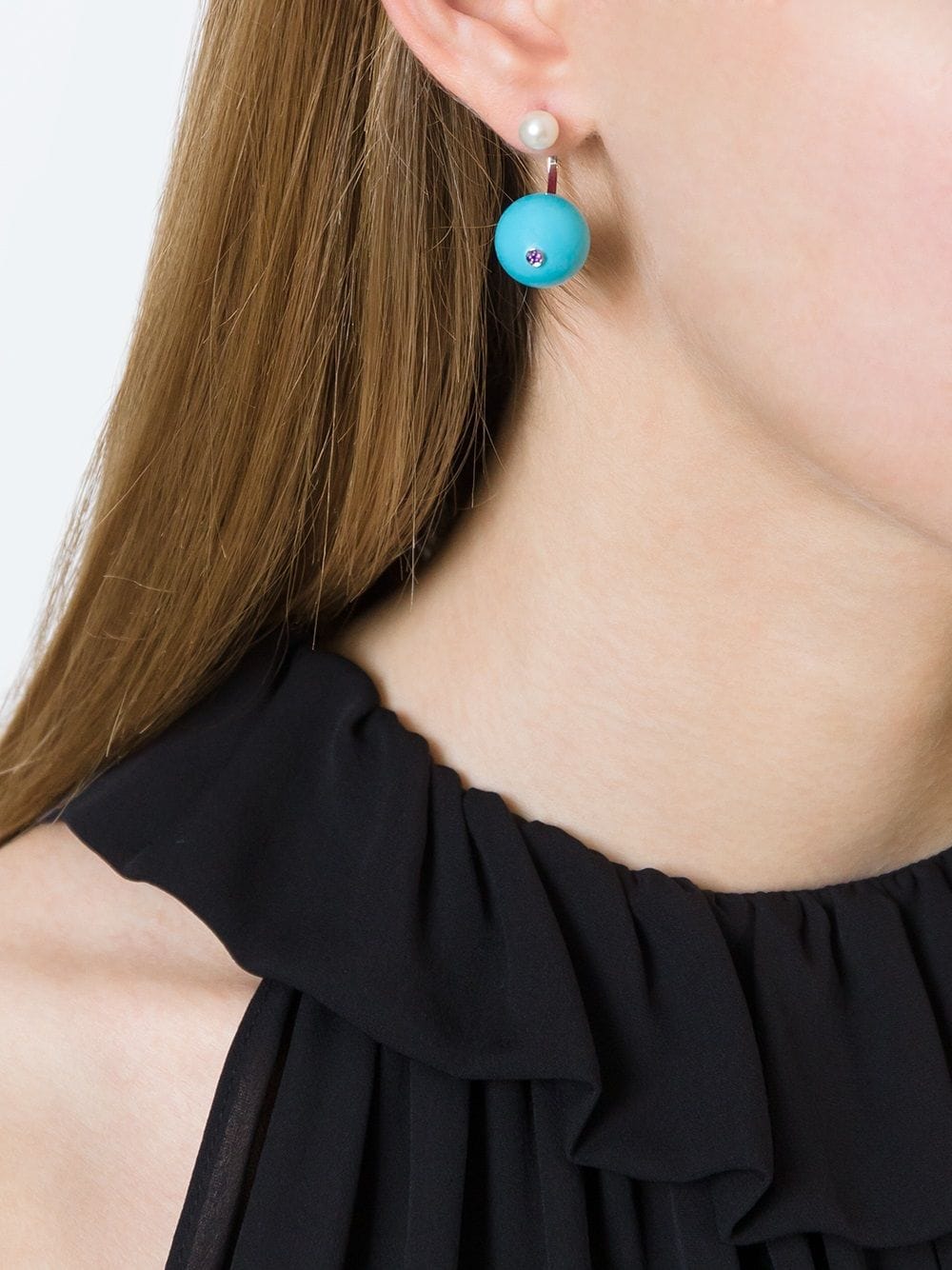 Delfina Delettrez Stone edge piercing oorbel - Blauw