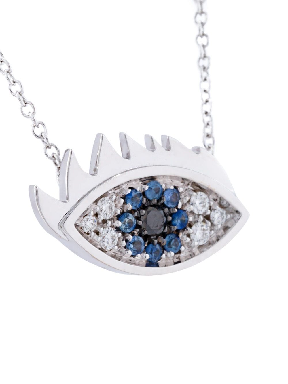 Shop Delfina Delettrez 'eyes On Me' Diamond And Sapphire Necklace In Metallic