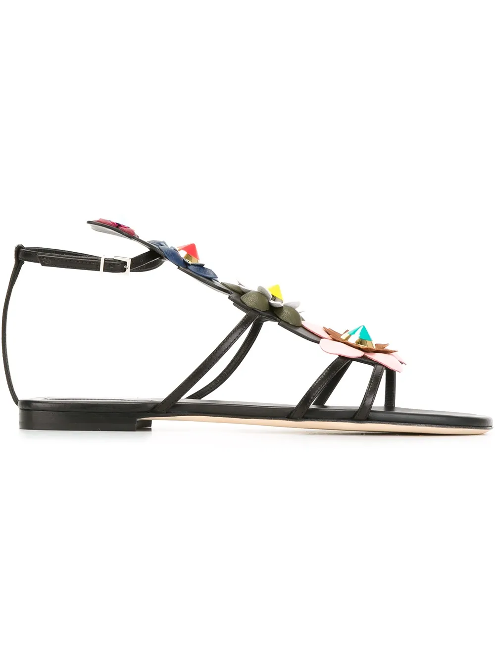 FENDI floral embellished sandals Zwart