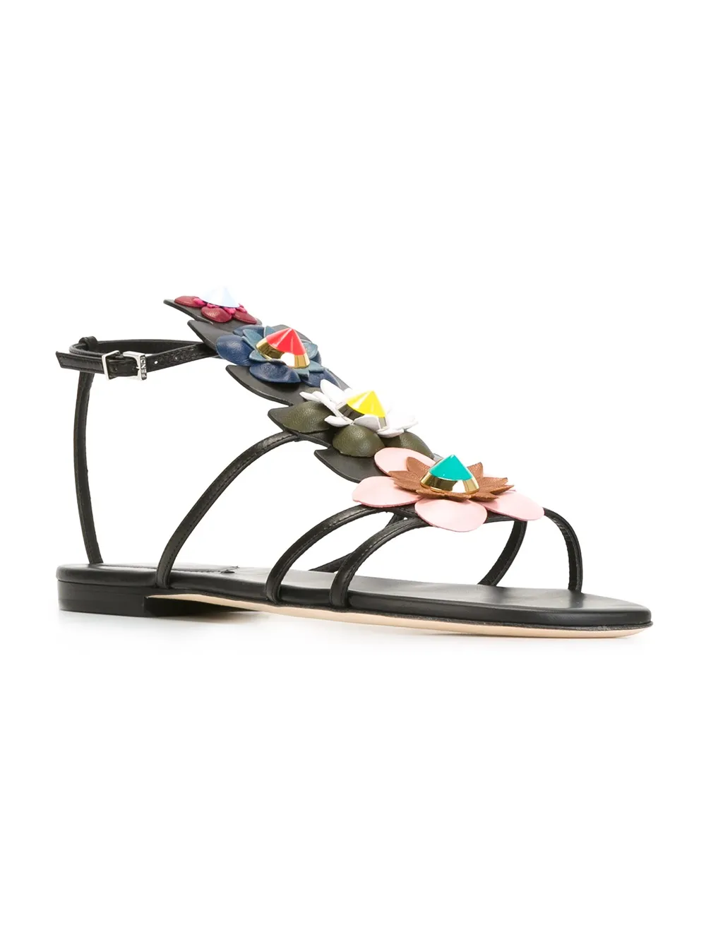 FENDI floral embellished sandals Zwart