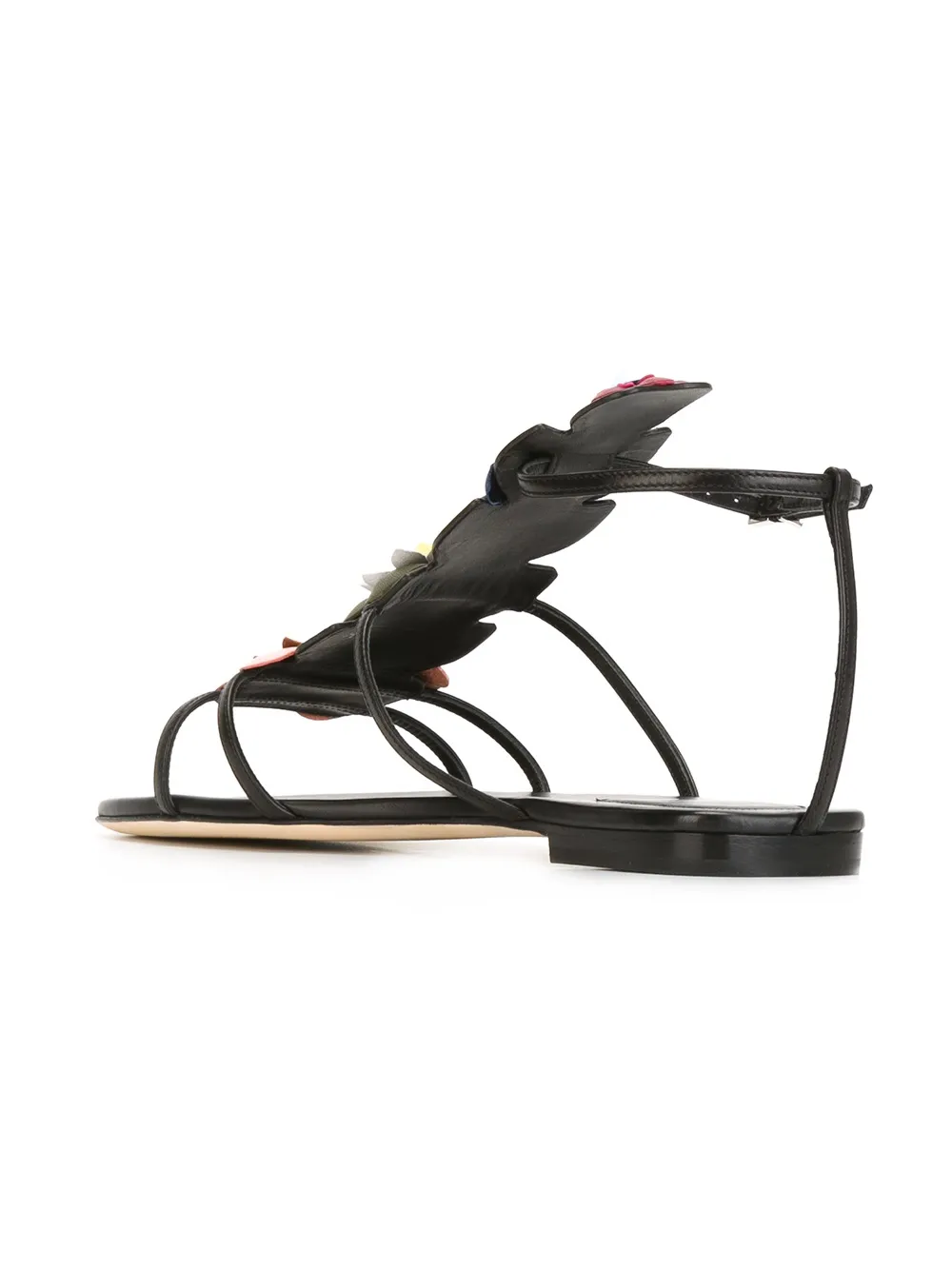 FENDI floral embellished sandals Zwart