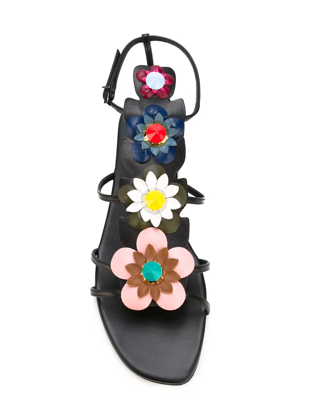 FENDI floral embellished sandals Zwart