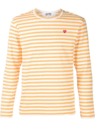cdg yellow striped shirt