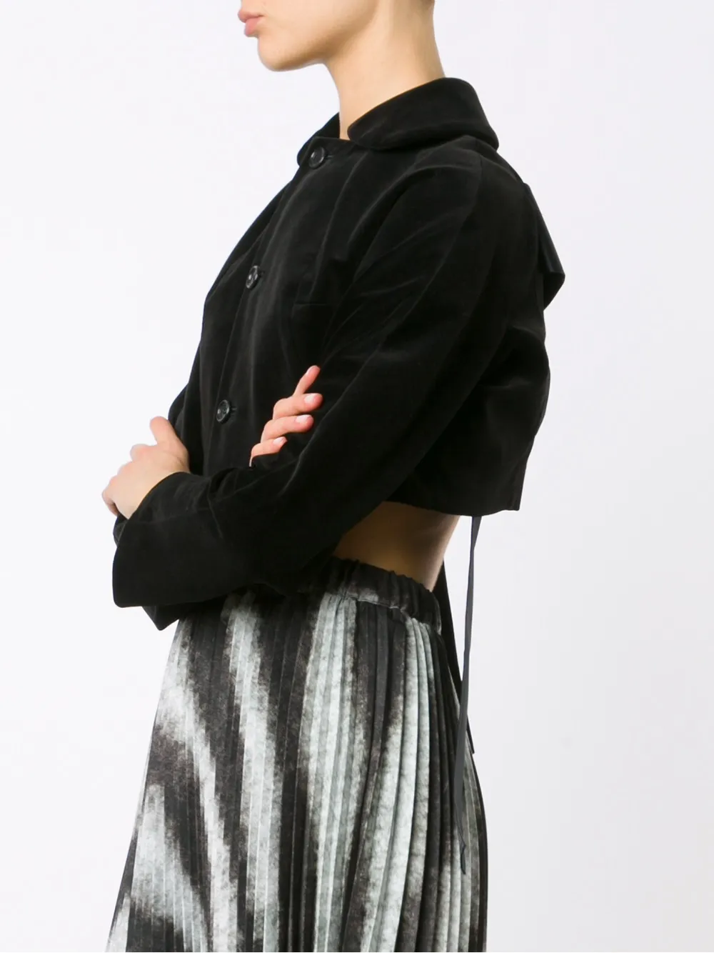  Comme Des Garçons Cropped Jacke Mit Banddetail   Schwarz 