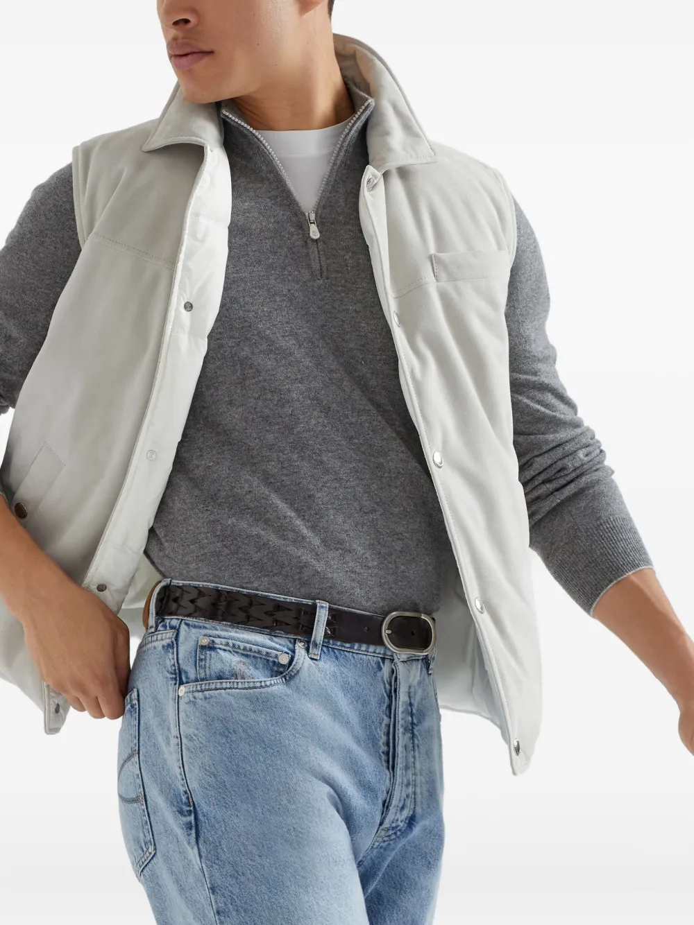 BRUNELLO CUCINELLI ／ハーフジップニット　カシミヤ　48 Brunello Cucinelli メンズ カシミヤ ハーフジップセーター