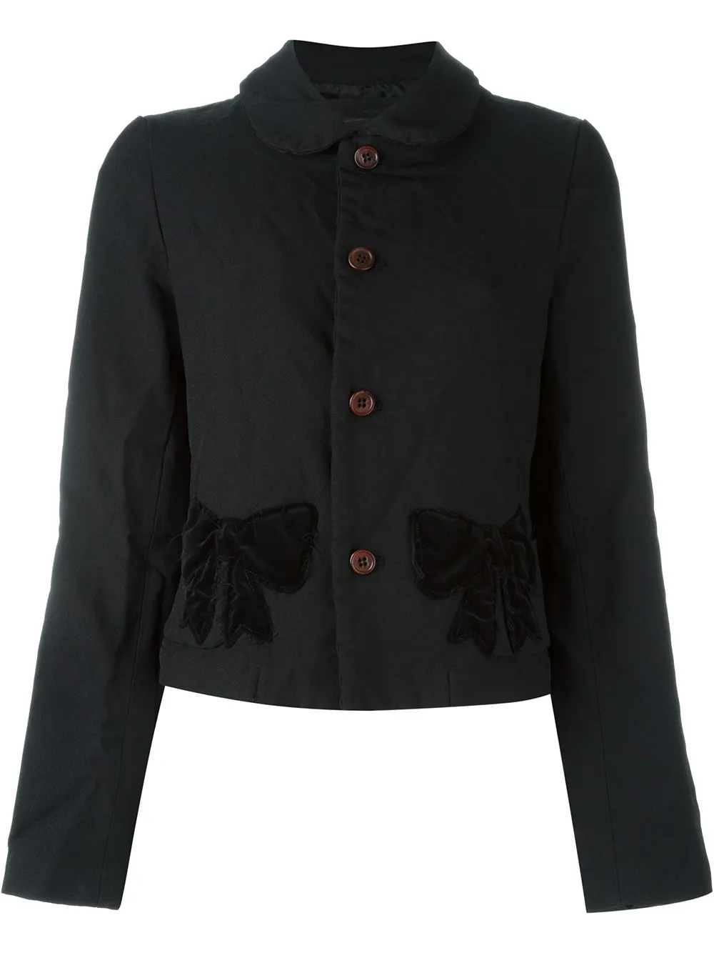 Comme Des Garçons Girl velvet ribbon appliqué jacket - Nero