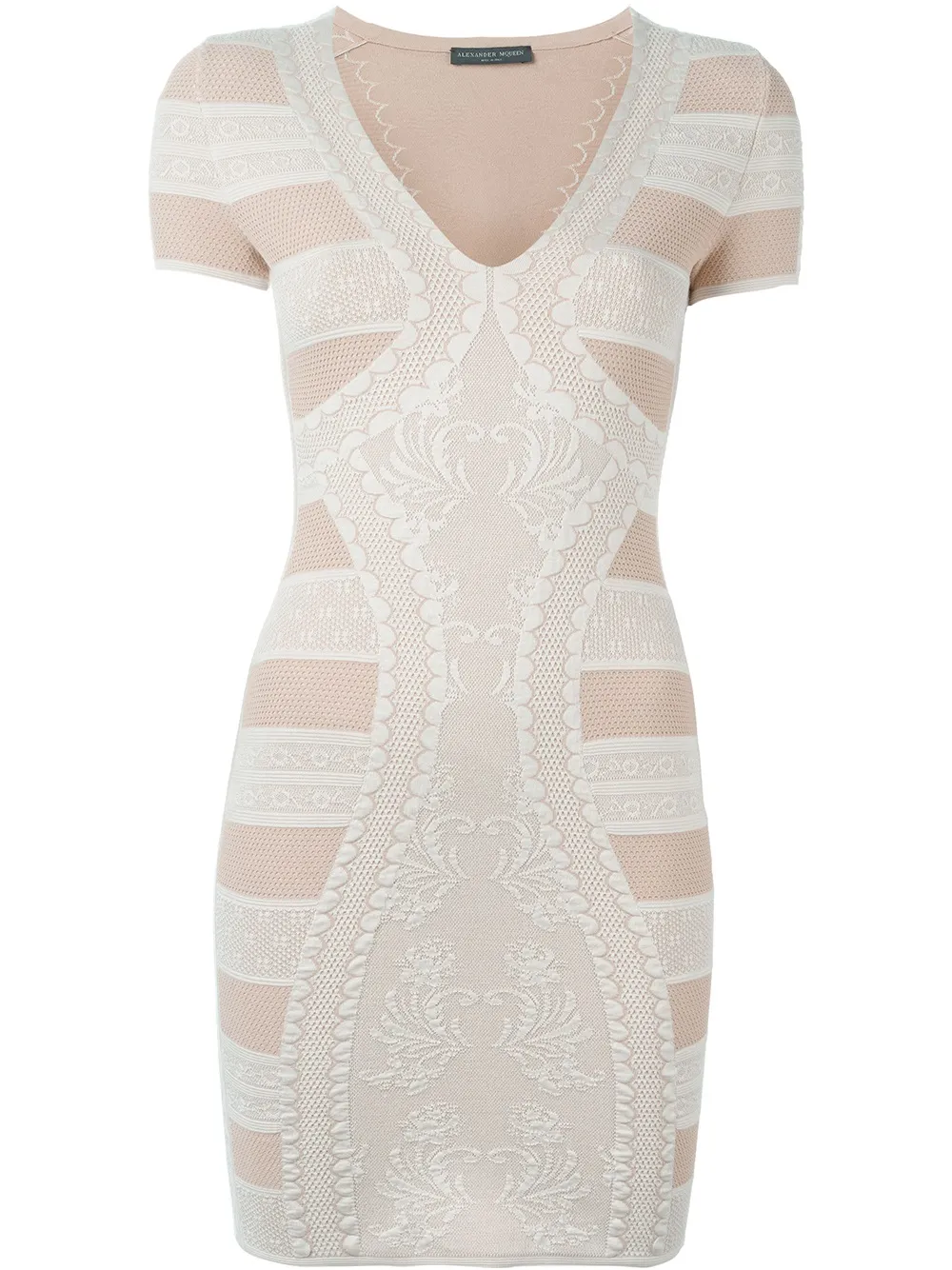 Alexander McQueen Victorian lace knit mini dress - Toni neutri