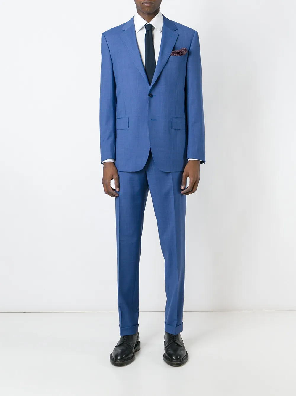 Canali checked two piece suit Blauw