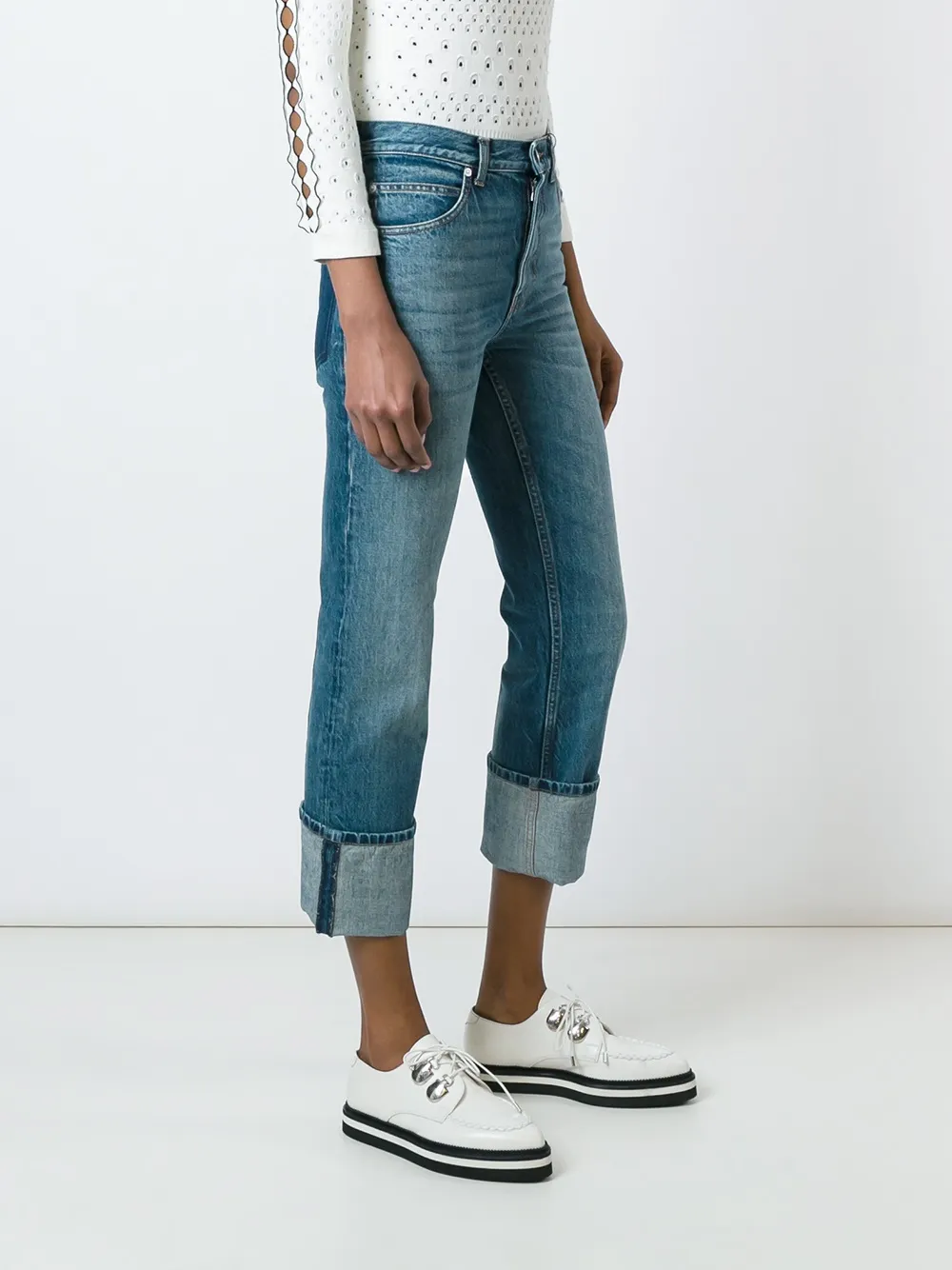  Alexander Mcqueen Klassische Cropped Jeans   Blau 