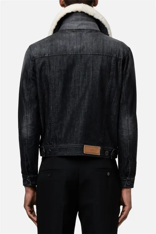 shearling collar denim jacket