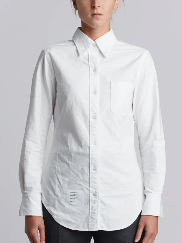 Classic Long Sleeve Button Down Shirt In White Oxford
