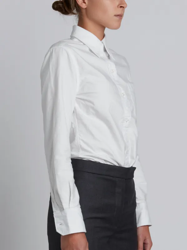 Classic Long Sleeve Button Down Shirt In White Oxford